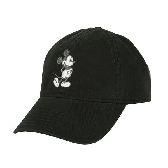 Disney Mickey Mouse Black & White Character Art Black Unstructured Baseball Cap