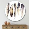 thumbnail image 2 of Designart 'Dark Gray Feathers Boho Ethnic I' Bohemian & Eclectic Circle Metal Wall Art 29x29 - Disc of 29, 2 of 5