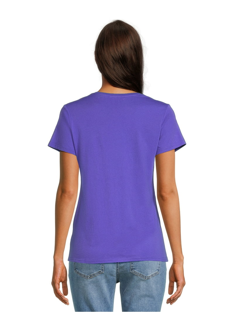 RealSize V-Neck Cotton Tee - Short Sleeve Hip-Length Shirt