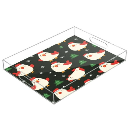 

Acrylic Tray 15.7*11.8*1.9 Inch Transparent Tray Food Tray Tea Cup Tray Serving Trays Cosmetics Storage Kitchen Table Bathroom Sundry Storage Christmas Cute Chick