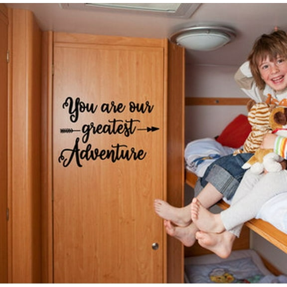 You Are Our Greatest Adventure Nursery Wall Art - Woodland Nursery Inspirational Vinyl Decals - Quote Decals for Wall - Kids Room Vinyl Wall Art, 23x16-Inch, Black