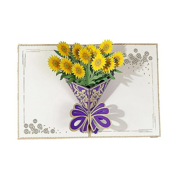 Tarjeta de felicitación con efecto 3D, flor plegable, tarjeta de felicitación navideña para cumpleaños, día de la madre, graduación, aniversario de boda