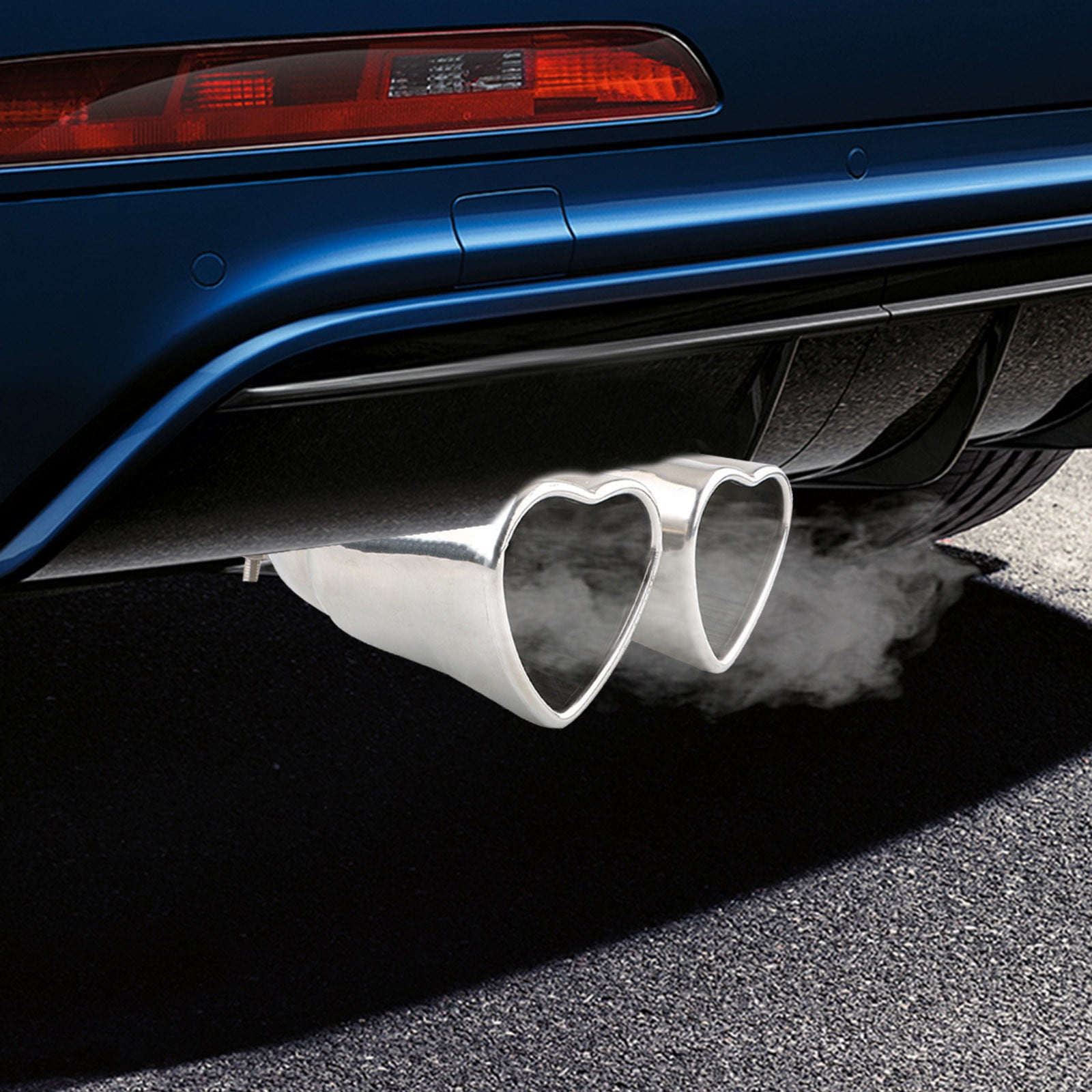 Heart Dual Exhaust Tip 2.5" Inlet, Adjustable Stainless Steel Y Shaped Exhaust Pipe, Modified Exhaust Tail Pipe Universal for Most Car