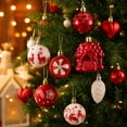 thumbnail image 4 of Christmas Ornament Balls Set, Assorted Multi-Shape Printed Hanging Baubles & Tree Pendants Kit, Xmas Tree Home Party Window Indoor Holiday Decor Red-A, 4 of 7