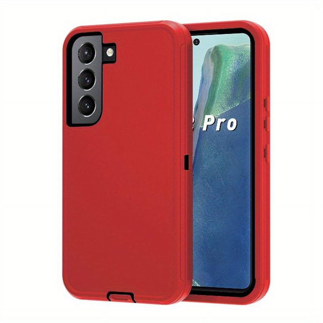 Shockproof Armor Defender Three-in-one Phone Case Protection For Samsung Galaxy A04e A34 A54 S 22 Black, Red For Samsung S22 S22Ultra S22+ Pro Fall-proof Smartphone Case