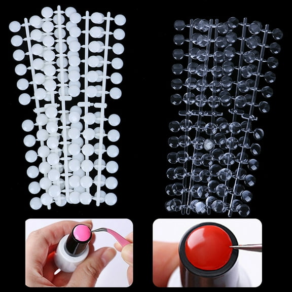 opvise 1 Set Nail Color Cards Exquisite Nail Decor Plastic Women Nail Swatches Sticks Display Tips for Nail Polish Bottle Cap