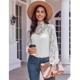 thumbnail image 5 of Weardear Women Lace Tops Long Sleeve Mock Neck Casual Dressy Tops with Separable Camisole Sexy Blouses Shirts 2 PCS Set, 5 of 7