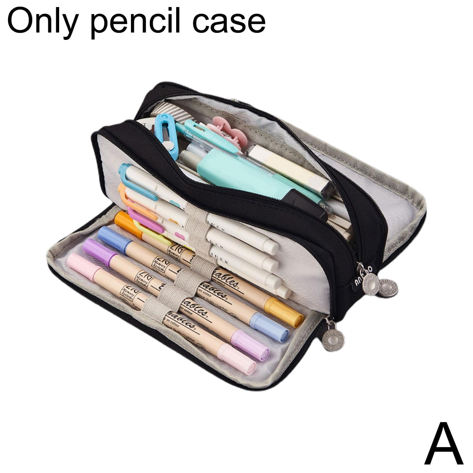Large Pencil Case,3 Compartments Pencil Pouch Capacity Pencil Bag Cosmetic  Makeup Pouch Stationery Storage Pen Bag for School Teen Girl Boy Men Women