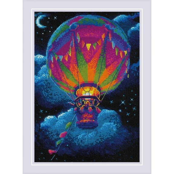 RIOLIS - Hot Air Balloon 2290, Cross Stitch Kits 8¬º"x11¬æ, Cross Stitch Kits for Beginners & Advanced, Crossstitching Kit Adult, Embroidery Counted Stitching Kit