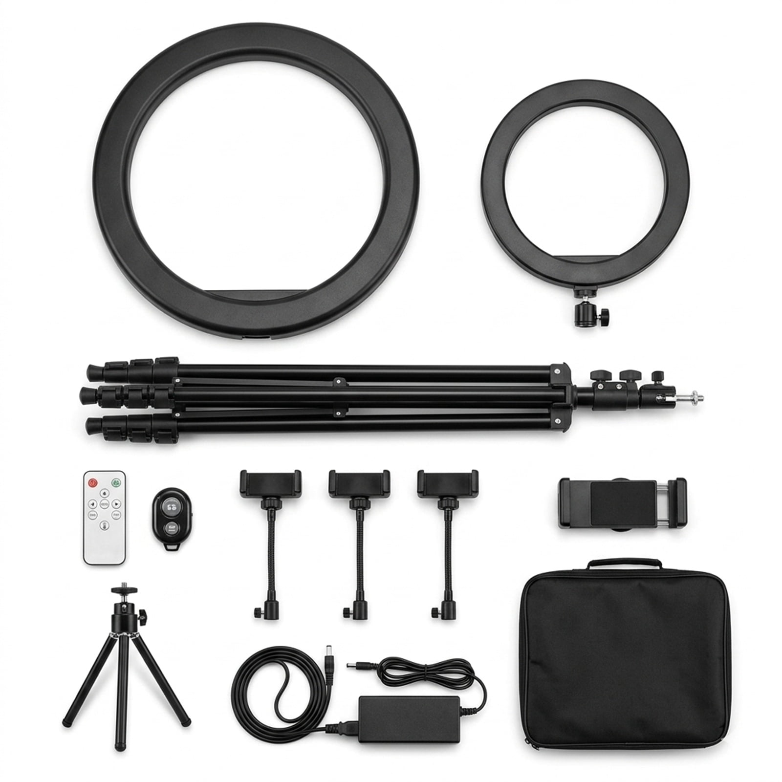 18 Inch and 10 Inch LED Ring Light Kit with Tripod Stand, Wireless Remote Control, 4 Phone Holders, 3 Color Modes, 10 Brightness Levels, USB Desk Light for Selfie Photography and Video Lighting