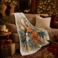 thumbnail image 3 of Red Fox Teal Orange Floral Scene in Vintage Painterly Style for Woodland Fox Fans, Warm Botanical Mood, Cozy Flannel Blanket for Bedroom and Cabin, Birthday Gift, Nature Home Decor, 3 of 9