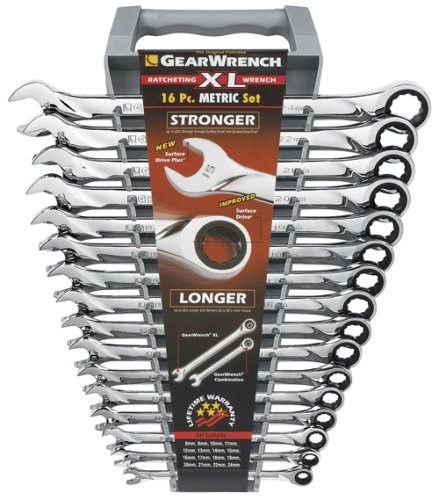 GearWrench 9602N 16-Pieces 12 Point Reversible Ratcheting Combination Metric Wrench Set for sale online