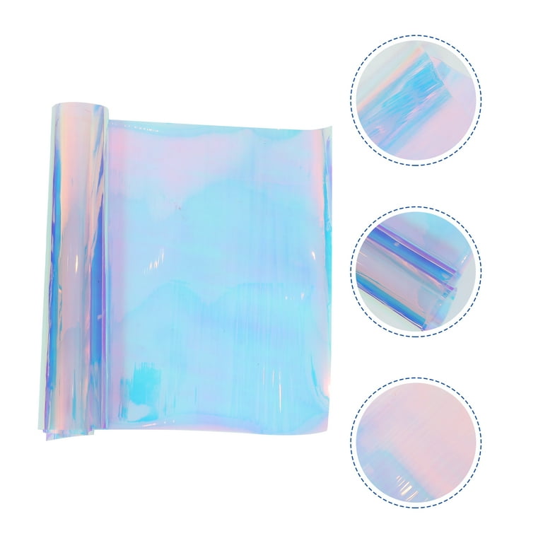 Iridescent Holographic Stripes Transparent PVC Fabric Plastic Vinyl Flim  for Making Cosmetic Bag Bows NotebookCover DIY Material