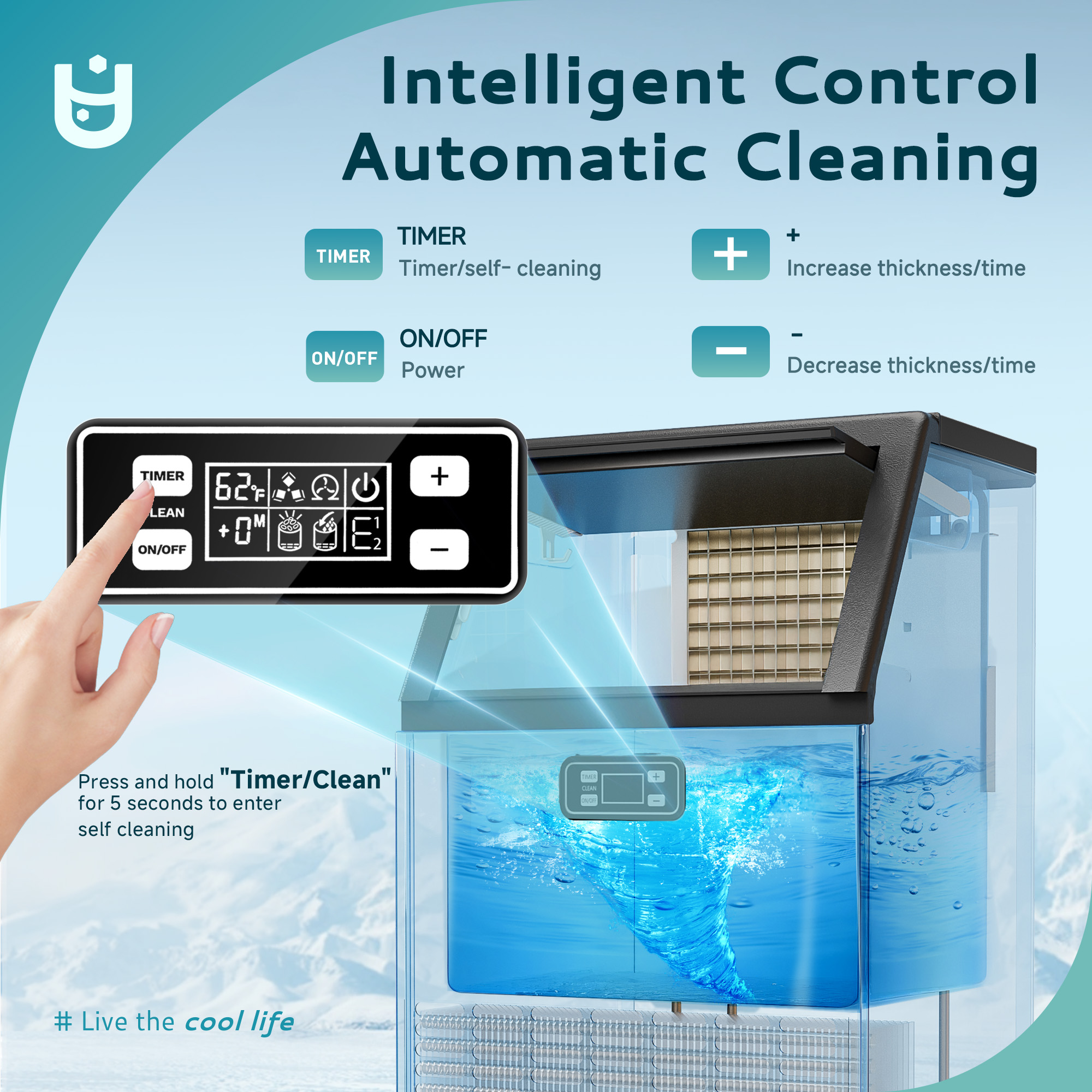 EUHOMY Commercial Ice Maker Machine, 99lbs/24H Stainless Steel Under Counter ice Machine