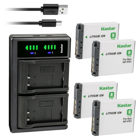Kastar 4-Pack NP-FR1 Battery and LTD2 USB Charger Replacement for Sony Cyber-Shot DSC-T30, Cyber-Shot DSC-T30/B, Cyber-Shot DSC-T30S, Cyber-Shot DSC-T50, Cyber-Shot DSC-T50/B, DSC-T50/R Camera