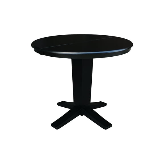 36" Solid Wood Round Top Pedestal Dining Table with 12" Leaf - 30.1"H