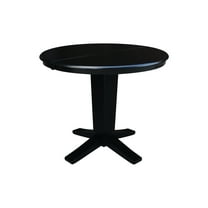 36" Solid Wood Round Top Pedestal Dining Table with 12" Leaf - 30.1"H