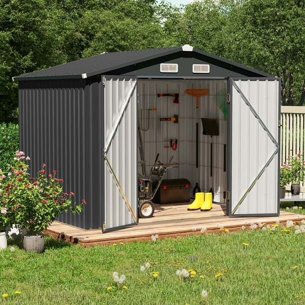 OC OrangeCasual 8' x 6' FT Outdoor Storage Shed, Metal Garden Tool