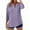 Purple3, variant on zbxnLI Women's Plaid Blouse V Neck Buttoned Tops 3/4 Sleeve Shirts Loose Pullover Top Fashion Summer Clothes