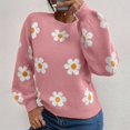 thumbnail image 3 of Vedolay Womens Tops Sweaters for Women Fall 2023 Crewneck Long Sleeve Side Slit Knit Pullover Sweater,Pink M, 3 of 4