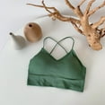 thumbnail image 6 of Women Summer Tops Women's Sports Bra Padded Crossback Bustier Without Underwire Spaghetti Straps Fitness Bra Push Up Stretch Longline Sports Top Bohemian Tops for Women Compression Green One Size, 6 of 6
