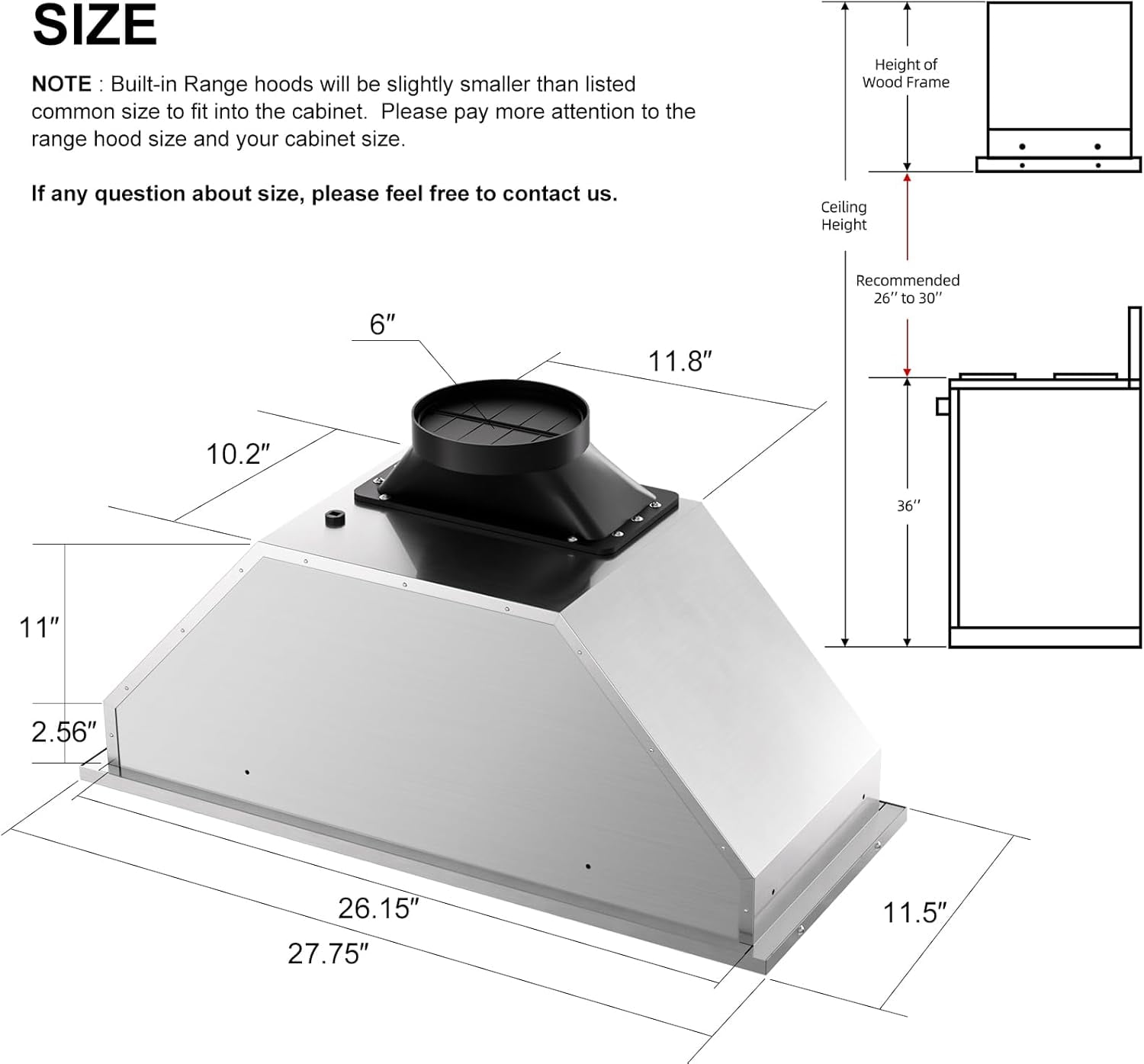 Range Hood Insert 30 Inch, 900 CFM Smart Voice/Gesture/Touch Control, 4 Speed Exhaust Fan, Stainless Steel Kitchen Hood with Charcoal Filter, Ducted/Ductless Convertible