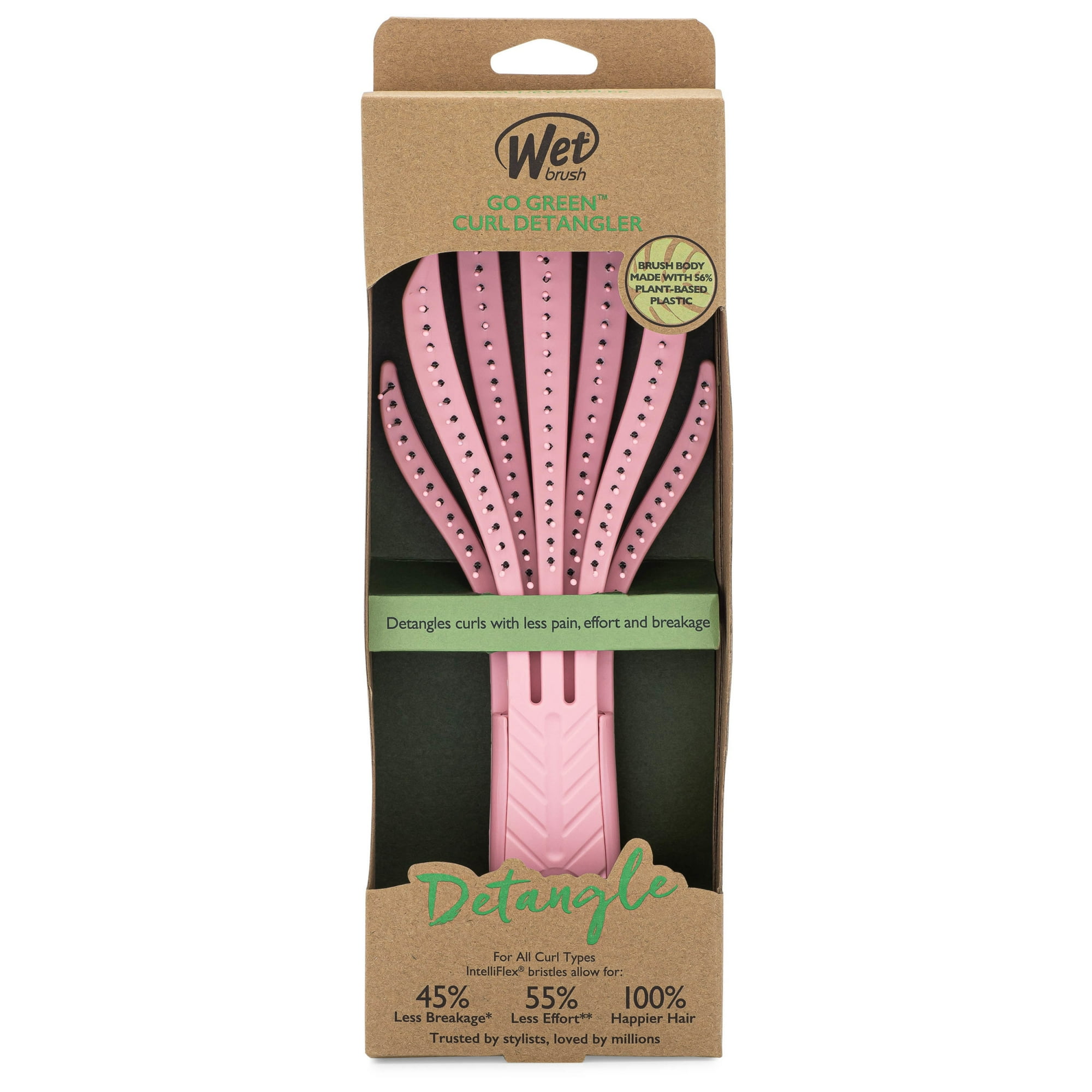 Wet Brush Go Green Curl Detangler Soft Bristles Pink For Wet Or Dry Hair
