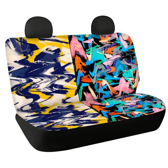 POLERO Abstract Brushstroke, Non-Slip Replacement Seat Protectors Set of 2 Waterproof All Weather Car Back Seat Cover for Auto Car Interior