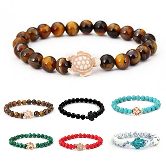 Naierhg Fashion Unisex Turtle Natural Stone Beads Charm Bracelet Bangle Jewelry Gift