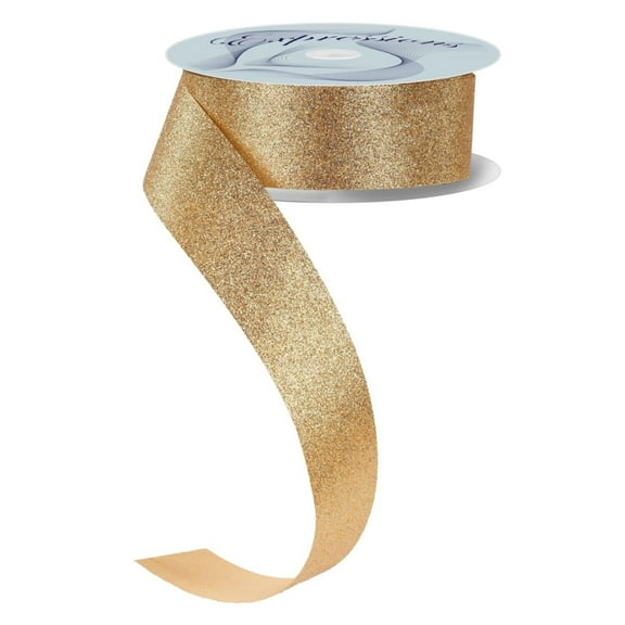 1.5" Shimmer Glitter Satin Ribbon: Gold (25 Yards)