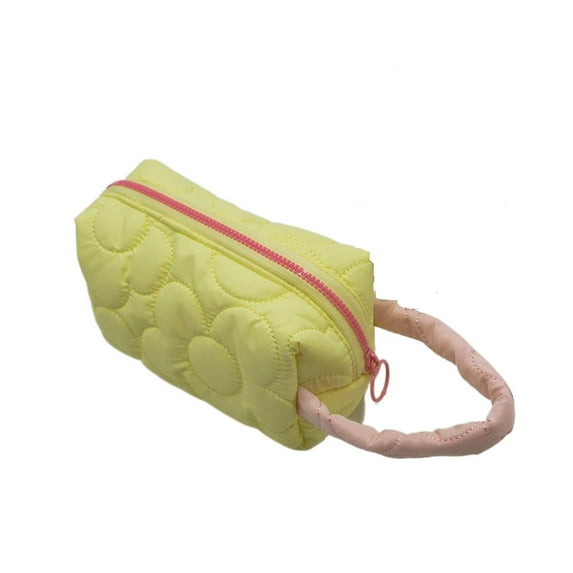 Cute Handbag Flowers Ins Style Zipper Candy Colors Makeup Bag Korean Style Toiletry Bag Women Cosmetic Bag Storage Bag YELLOW