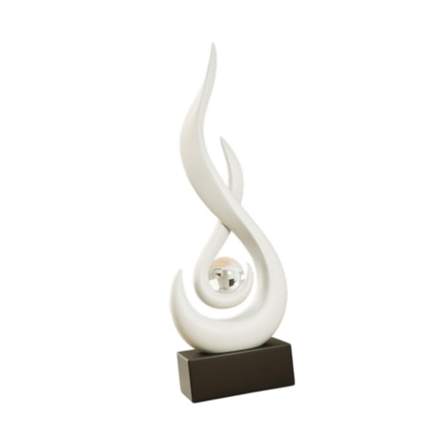Estatua de fuego abstracta, diseño creativo, mano de obra fina, colecciones, adorno de escritorio Blanco