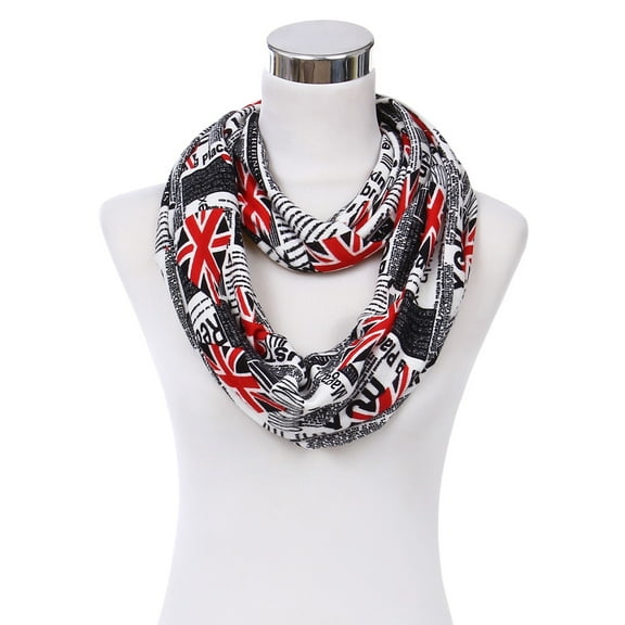 Premium Union Jack UK British Flag Print Infinity Loop Circle Scarf