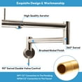 thumbnail image 3 of Besdor Brushed Nickel Pot Filler Faucet, Wall Mount, 304 Food Grade Stainless Steel, Single Hole Dual Handles Folding Kitchen Faucet, 360 Swivel Joint, 3 of 8