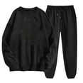 thumbnail image 1 of FAIWAD Ensemble de Survêtement pour Femme 2 Pcs Chandail à Col Rond à Manches Longues et Pantalon de Jogging Uni 2 Pcs, 1 of 5