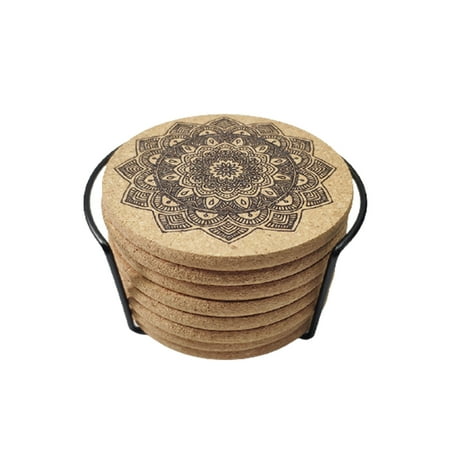 

MEGAWHEELS Cork Coasters Reusable Drink Absorbent Coaster Mandala Cup Mat