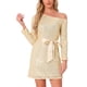 thumbnail image 1 of VESTIDO DE LENTEJUELAS LARGO DE MANGA LARGA PARA MUJER INSPIRE CHIC, VESTIDO DE FIESTA BRILLANTE CON CINTURÓN, 1 of 6