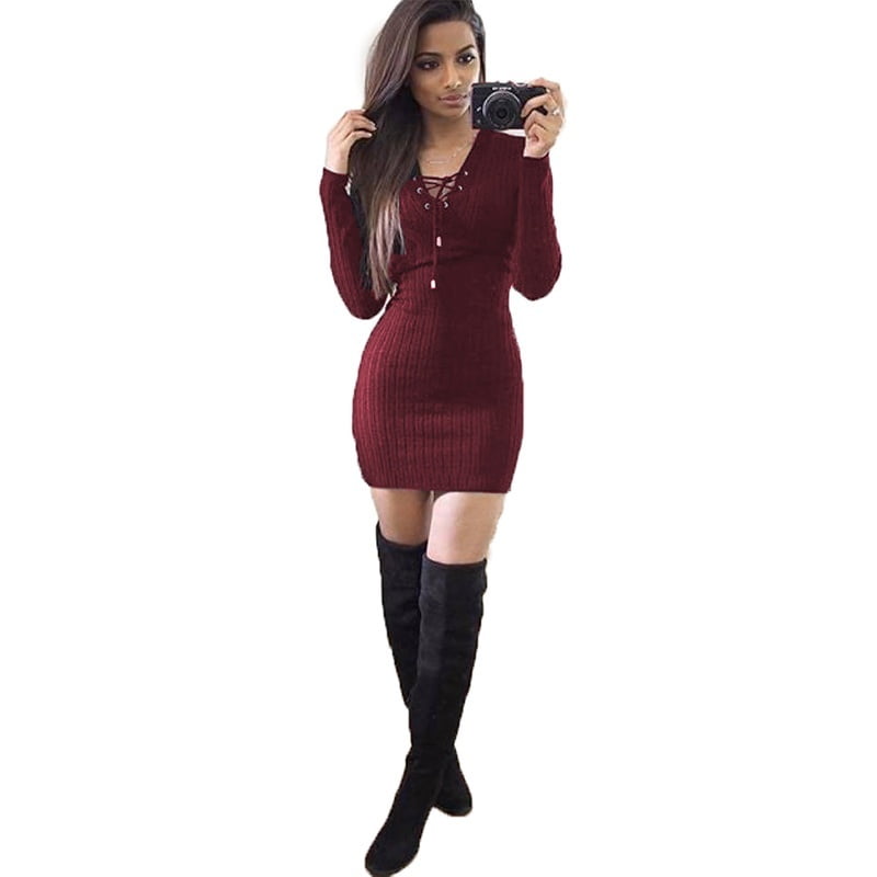 Long Sleeve Dress With Thigh High Boots 