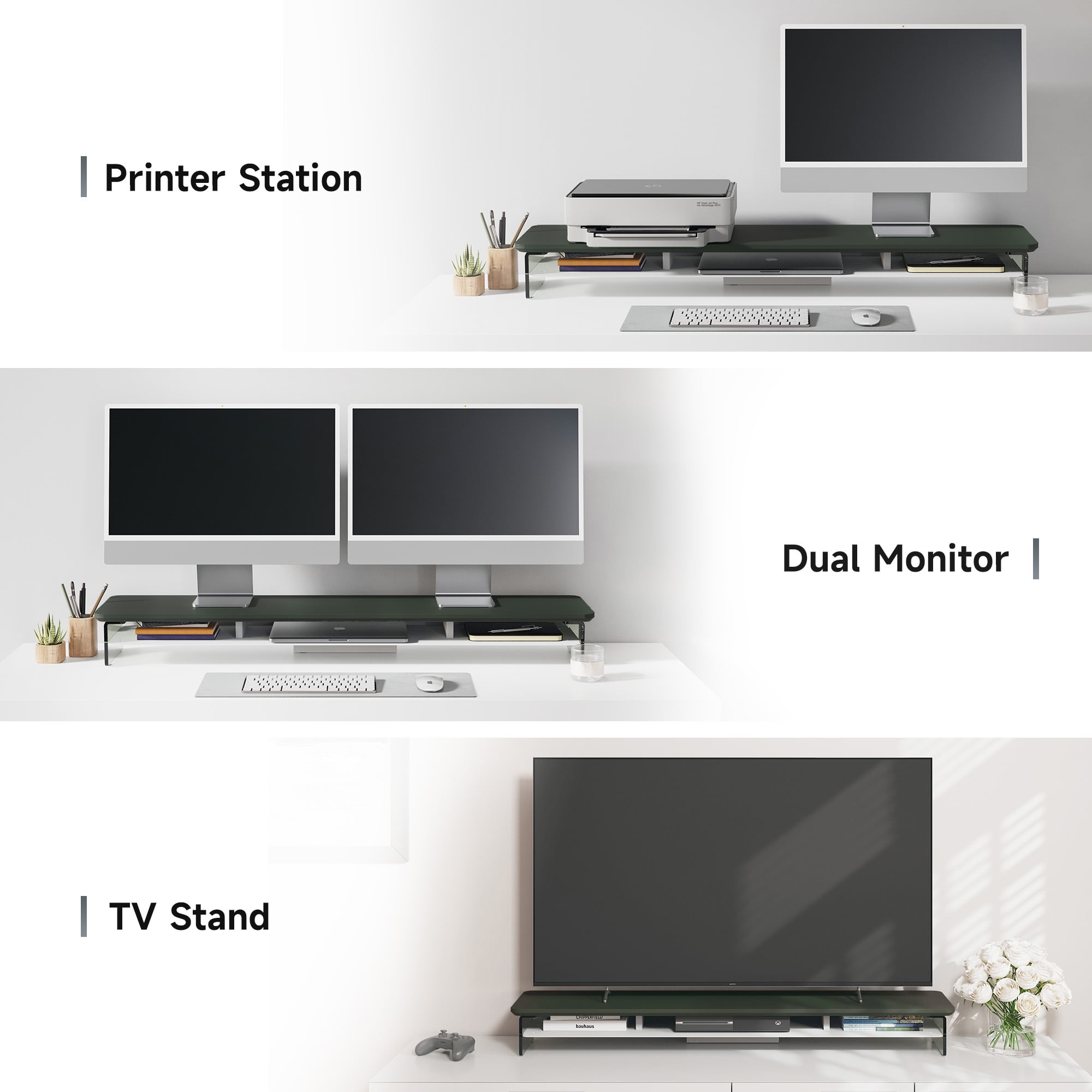 Fenge Acrylic Monitor Stand Riser, 42.5 Inches Dual Acrylic Monitor Stand for 2 Monitors