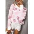 thumbnail image 3 of Women's Pink Heart Leopard Print Fuzzy Sweater with Pearled Ribbed Trim | [ZhiHiMeRi] | (US 16-18)XL, 3 of 12