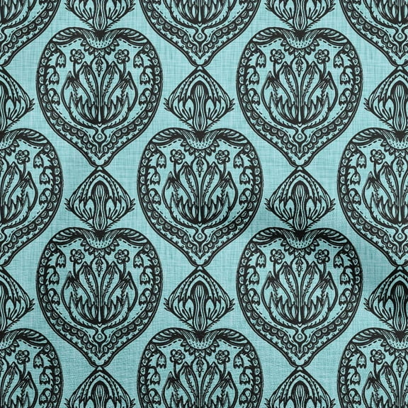 oneOone Velvet Turquoise Blue Fabric Block Craft Projects Decor Fabric Printed By The Yard 58 Inch Wide-CC
