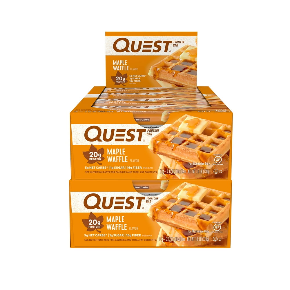 Quest Nutrition Protein Bar Maple Waffle. Low Carb Meal Replacement Bar
