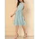 thumbnail image 5 of Vestido midi sin mangas de corte A con cuello en forma de llave y cintura ajustable, estampado de flores pequeñas, azul claro, talla XL, 5 of 7