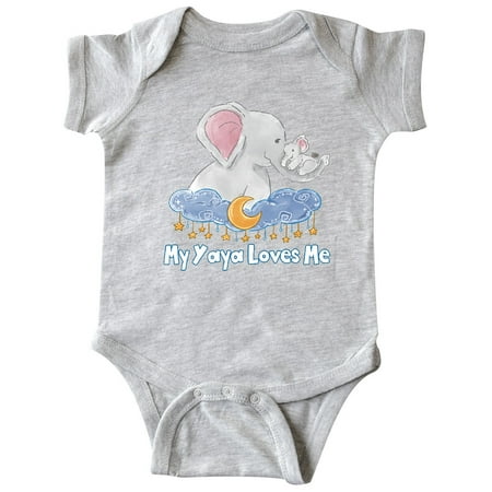 

Inktastic My Yaya Loves Me Cute Elephants Clouds Moon and Stars Gift Baby Boy or Baby Girl Bodysuit