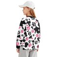 thumbnail image 2 of Xoenoiee Cow Paw Heart Print Girls Casual Pullover Top, Oversized Crewneck Sweatshirt with Side Slit, Long Sleeve Tunic Sweater Fall Outfits, Size 5-6 Years, 2 of 7