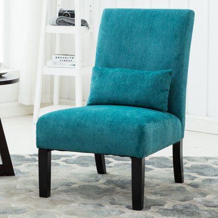 Louis Side Chair Roundhill Pisano Fabric Armless Contemporary Accent Chair with Kidney Pillow, Multiple Colors Available ()