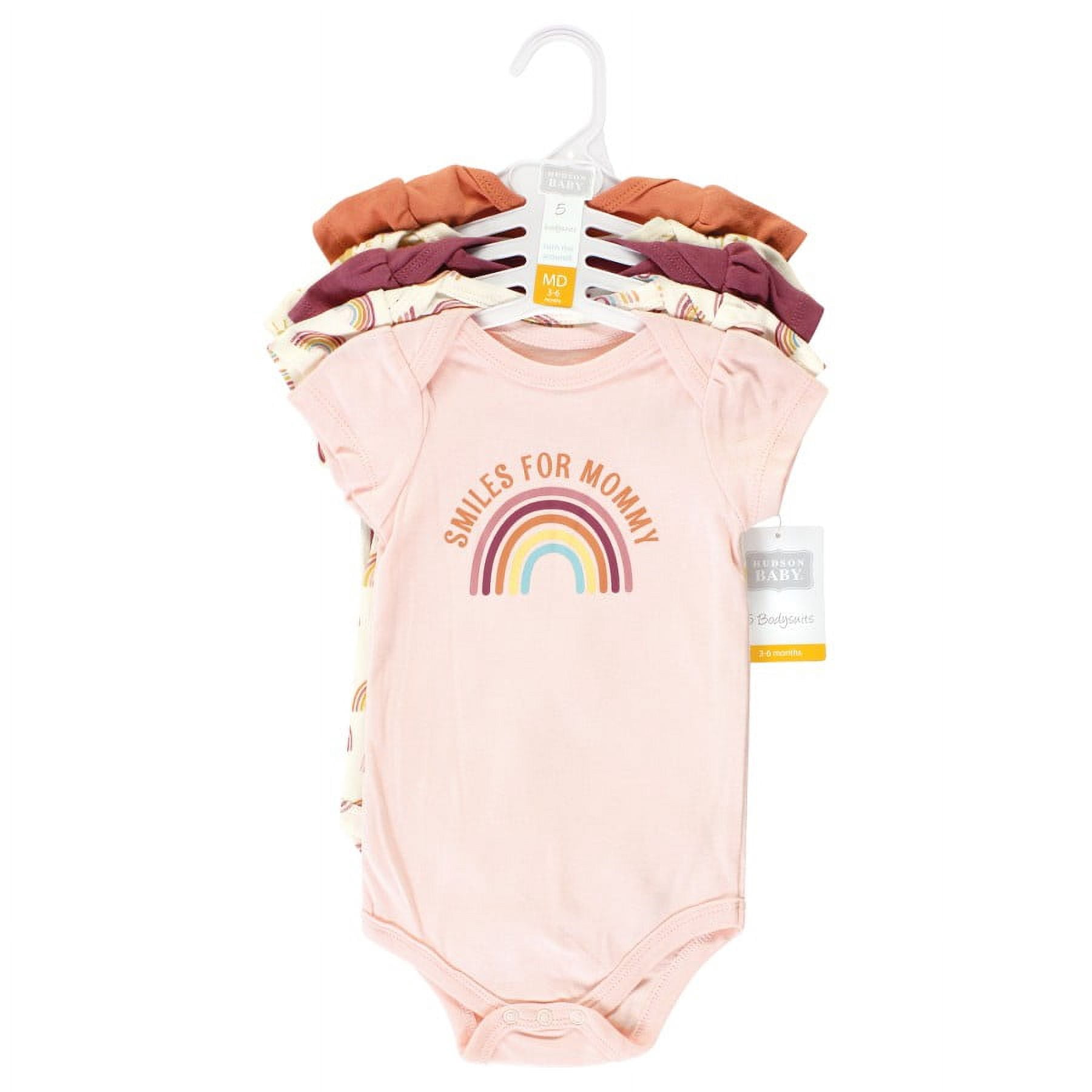 Hudson Baby Short Sleeve Bodysuits, 5-Pack, Newborn- 24 Months