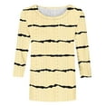 thumbnail image 4 of Scyoekwg Long Sleeve Tshirt Womens Clothes Cewneck Three Quarter Length Sleeve Blouse Loose Lightweight Striped Print Graphic Tee Fall Clothes Blouses (Yellow,L), 4 of 4