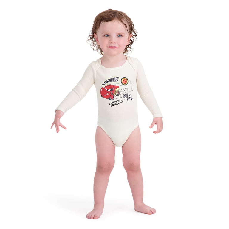 Disney Pixar Cars Baby Long Sleeve Bodysuit, 3-Pack photo 4