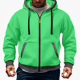thumbnail image 2 of HOMADLES Men's Long Sleeve Hoodie Winter Thicken Full Zipper Hooded Sweatshirts Drawstring Solid Color Casual Jacket Green Size M, 2 of 6